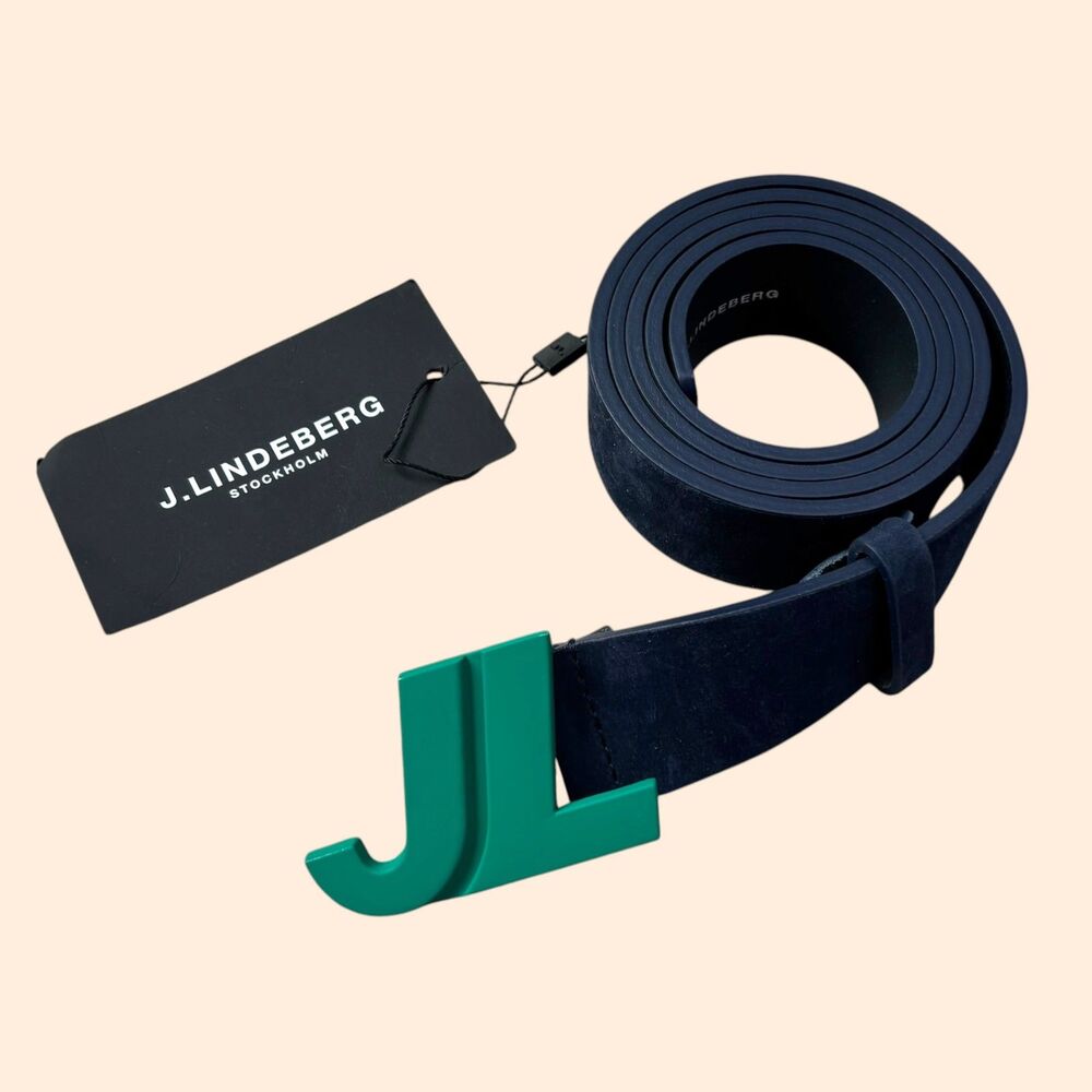 J Lindeberg Iconic Leather Belt Navy